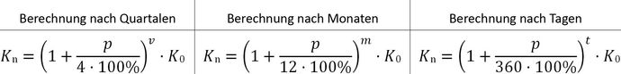 Zinseszinseffekt bei Zinsausszahlung nach Quartalen, Monaten oder Tagen
